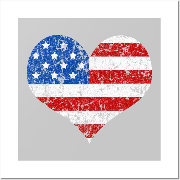 American Flag Heart Distressed Wall Art by rianfee